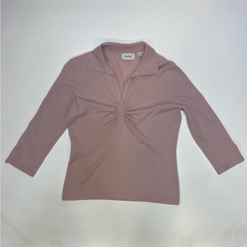 Neiman Marcus 100% Cashmere 3/4 Length Mauve Sweater